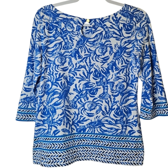 Lilly Pulitzer On A Roll Pullover Waverly Lobster Top 3/4 Sleeves S - Picture 3 of 8